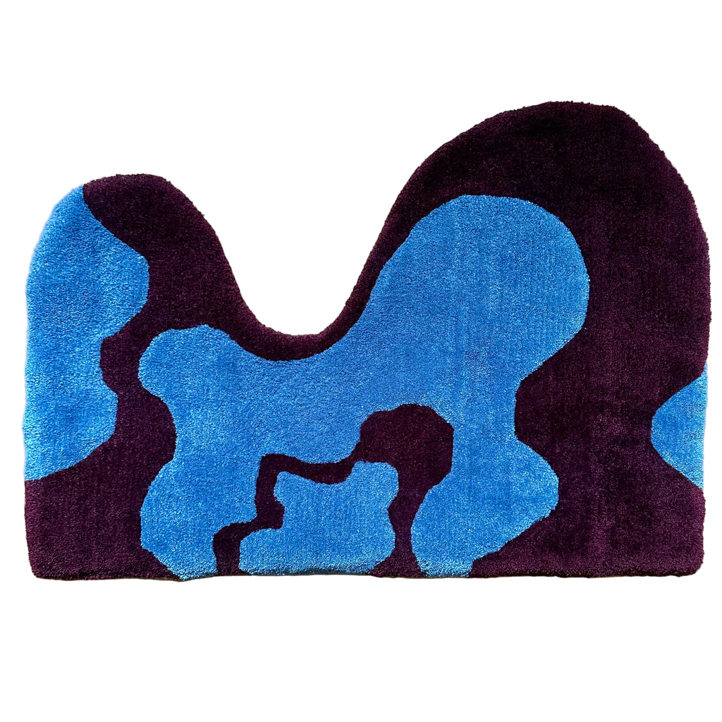 Blue and burgundy abstract rug