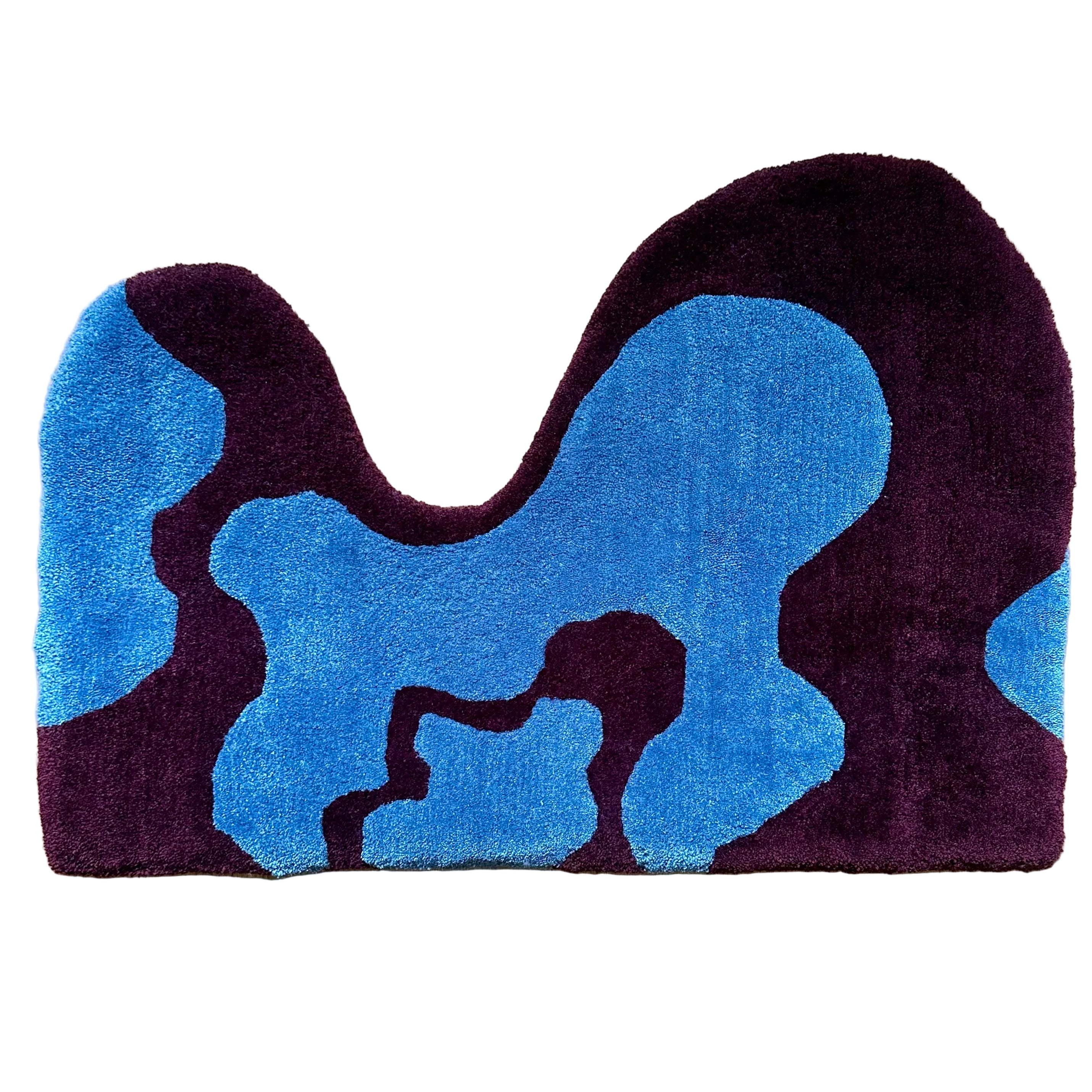 Blue and burgundy abstract rug